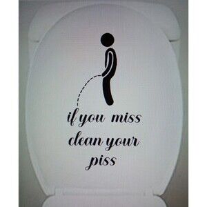 3 Pcs Funny Toilet Stickers, If You Miss Clean Your *iss Decals, Black Bathroom